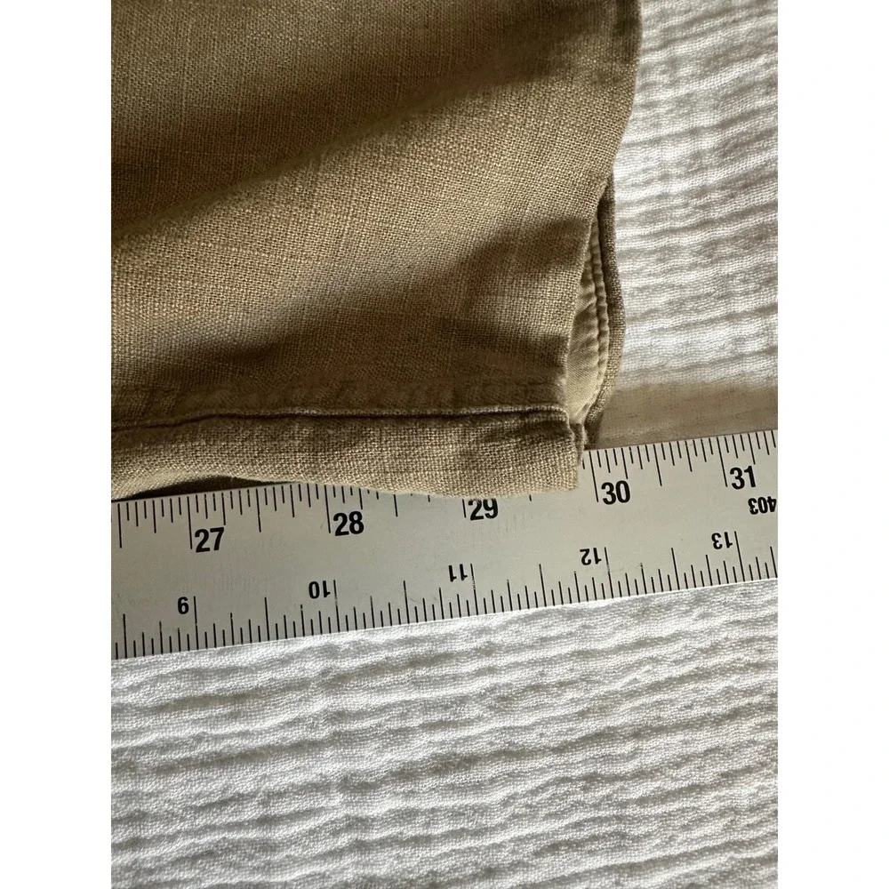 Free People Linen Blend Wide Leg Smocked Waist Pants XS Khaki